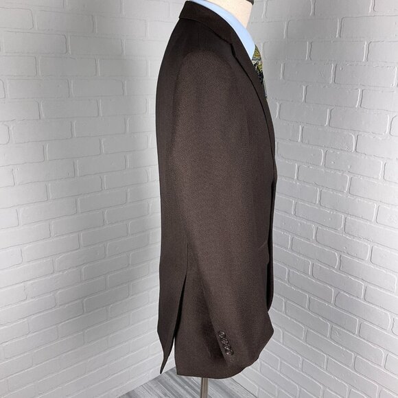 Pronto Uomo Blazer Men 38R Brown Classic Career‎ Polyblend Double Vent Jacket - Picture 5 of 15